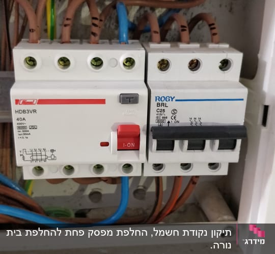 מפסקי חשמל וחוטים בלוח חשמל